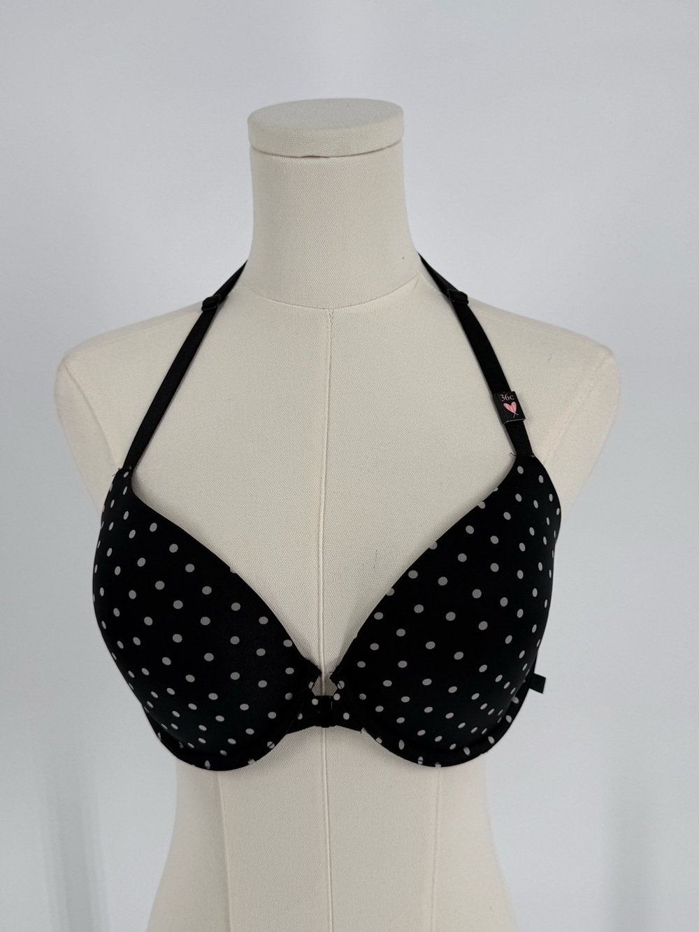 Victoria's Secret Black Bra with White Polka Dots